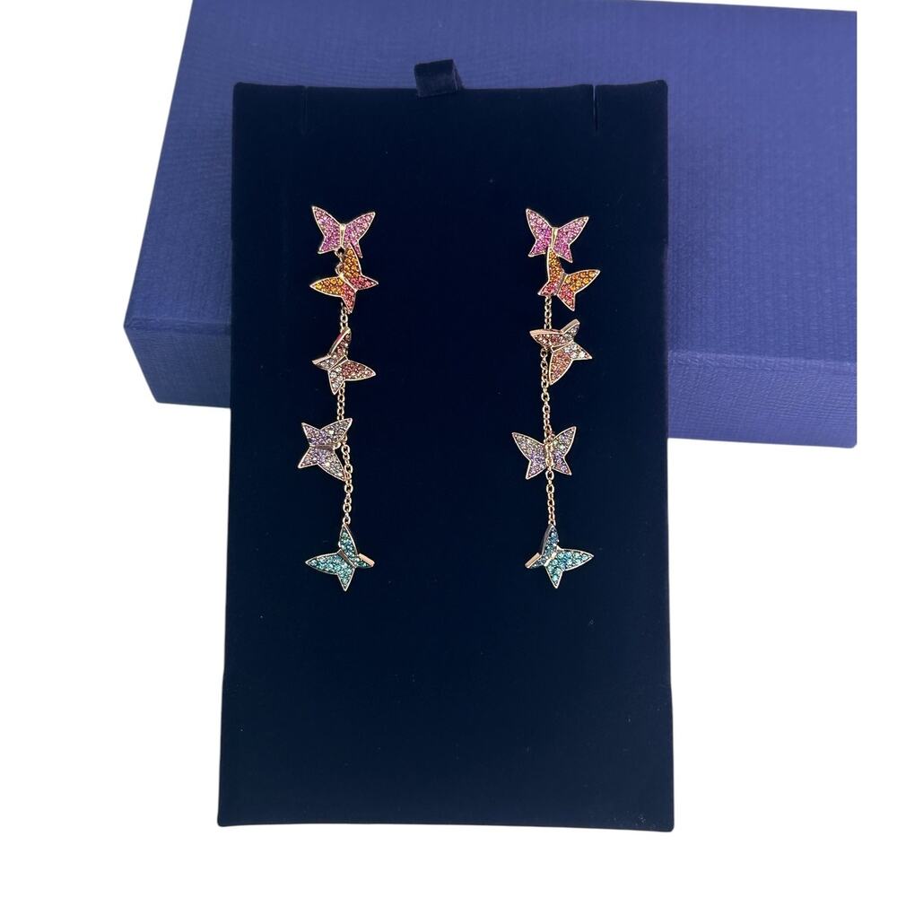 Swarovski Multicolor Butterfly Drop Earrings